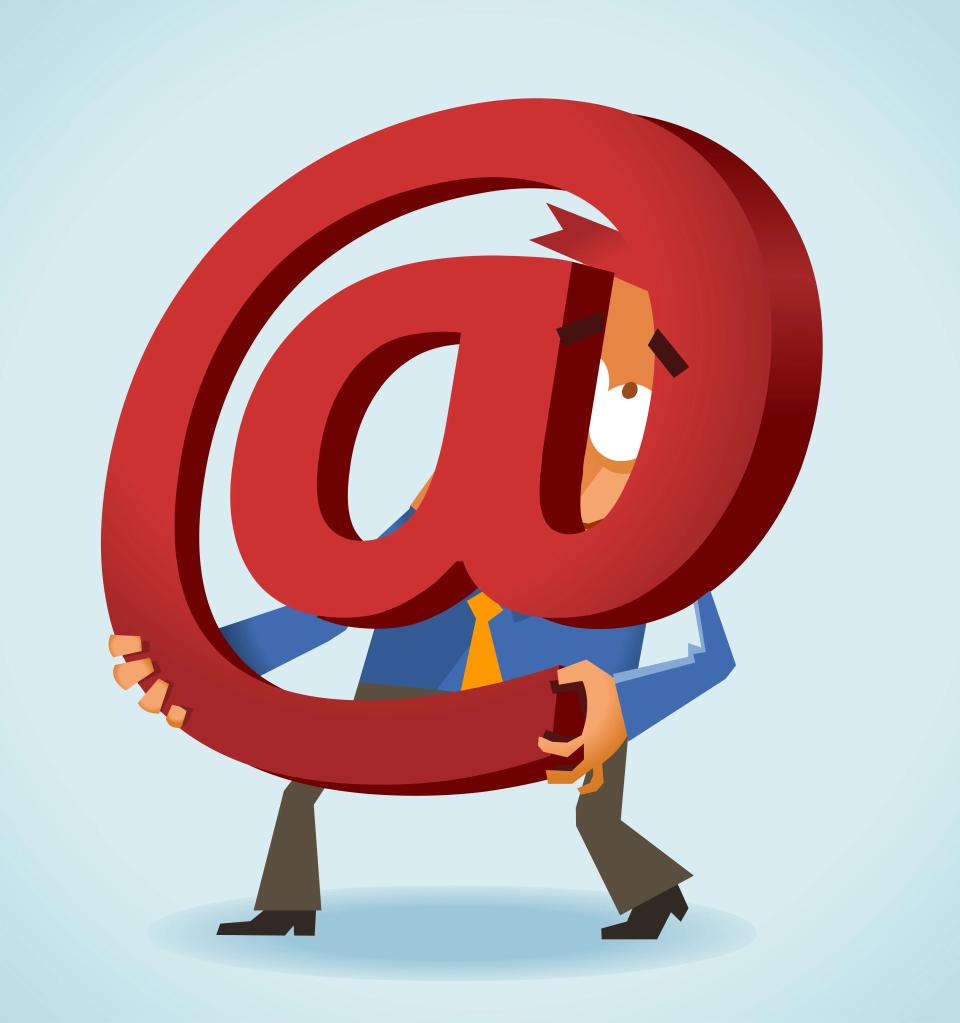 Cartoon man with at symbol