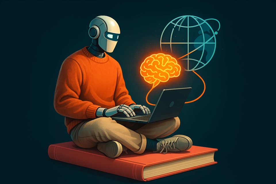 Robot using laptop for knowledge