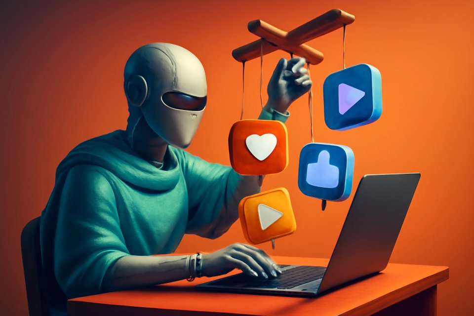 Puppet controlling social media icons
