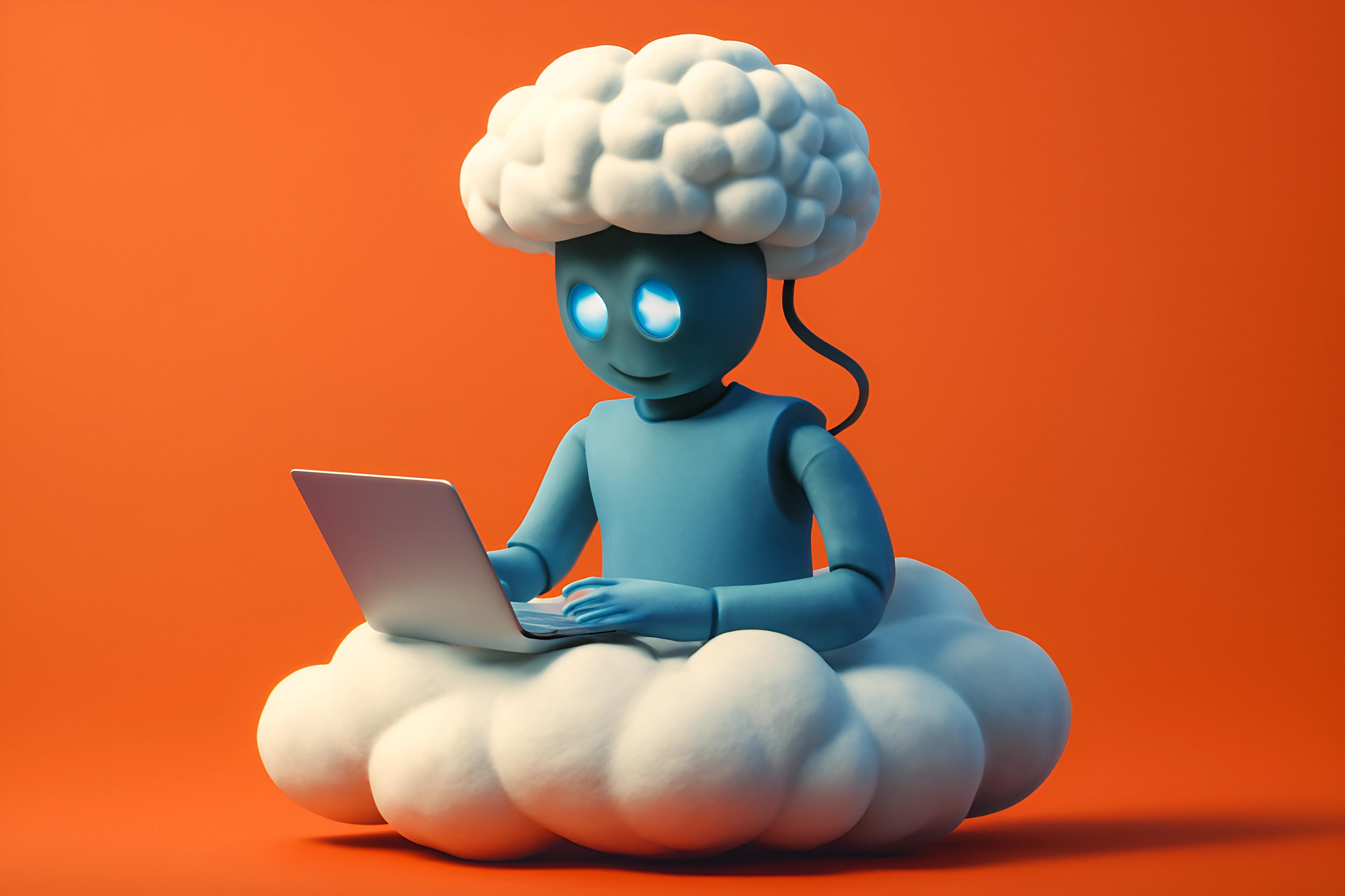 Ilustração de nuvem com IA utilizando laptop